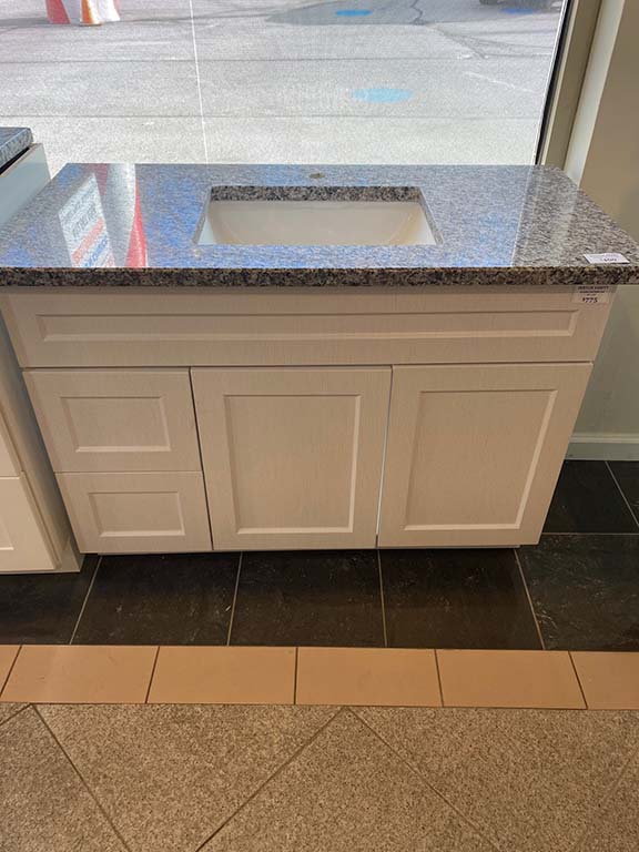 42 inch Bertch White Ash Vanity with 45 inch Oyster Pearl Granite Top